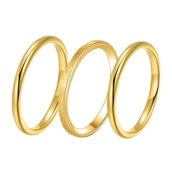 18K Gold Plated Stainless Steel Stackable Finger Rings Size 7 - Picture 1 of 7